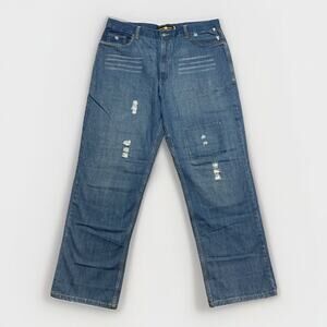 Vintage Jordan Craig Relaxed Straight‎ Distressed Jeans Men's Size 42x34 Blue A